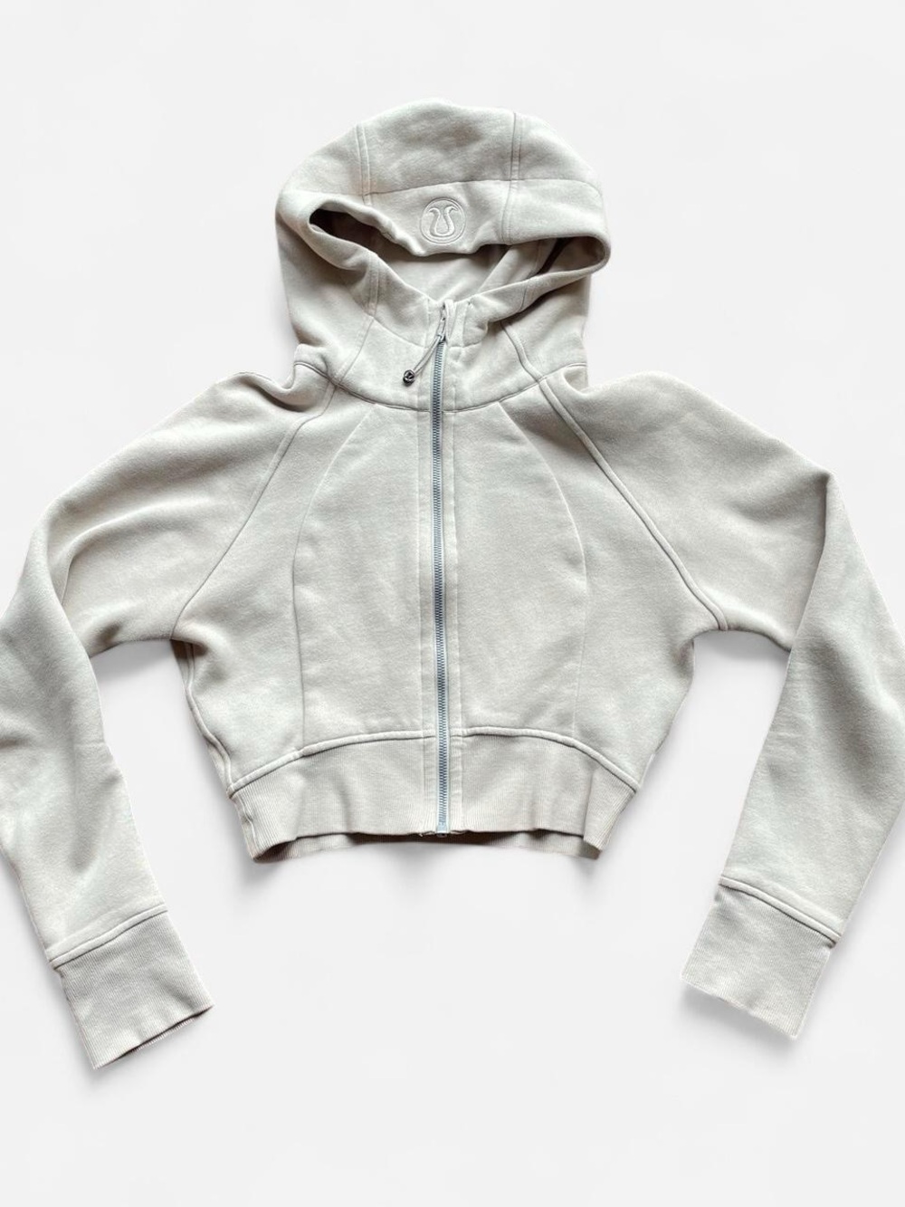 Lululemon Light Tan Cropped Zip Hoodie